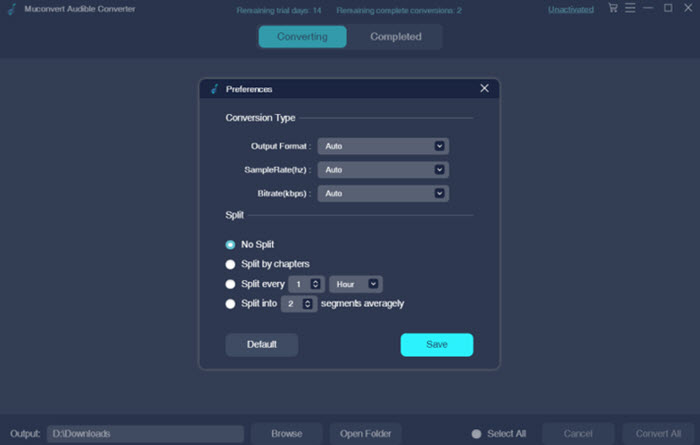 MuConvert Audible Converter Preferences