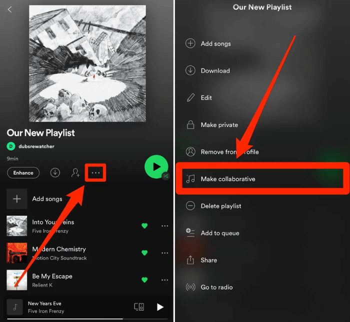 Open the Playlist and Choose Make Collaborative