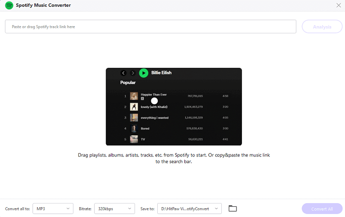 Paste URL to HitPaw Spotify