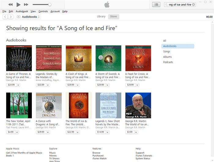 Purchase Game of Thrones Audiobooks and Download from iTunes Store