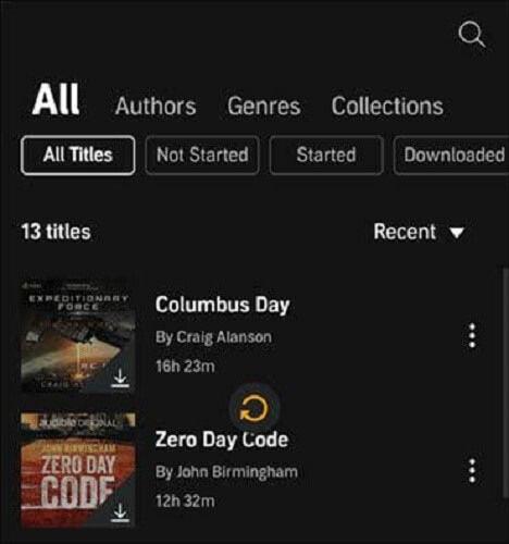 Odśwież bibliotekę Audible na Androida