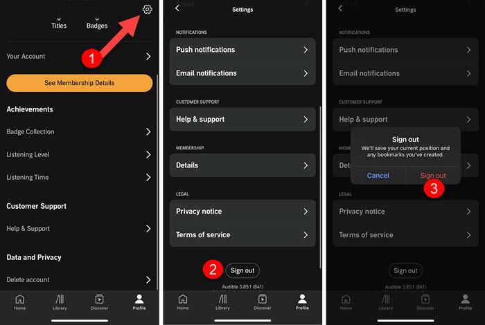 Sign Out on Audible