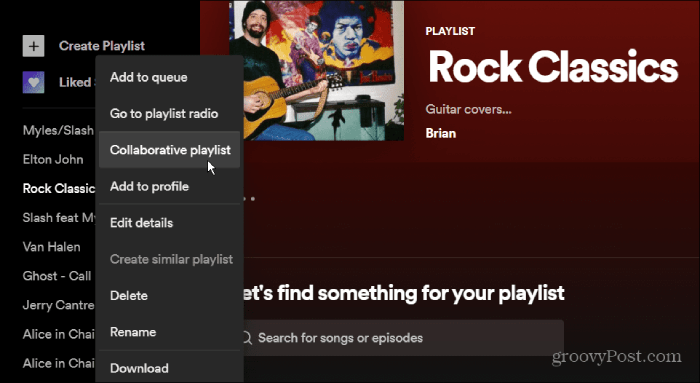 Select Collaborative Playlist Option