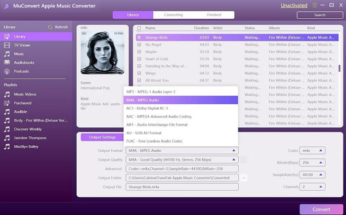 MuConvert Apple Music Converter Select Output Format