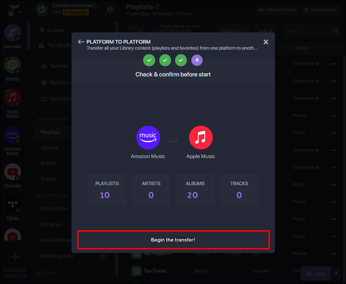 Soundiiz Transfer Amazon Music Playlist to Apple Music