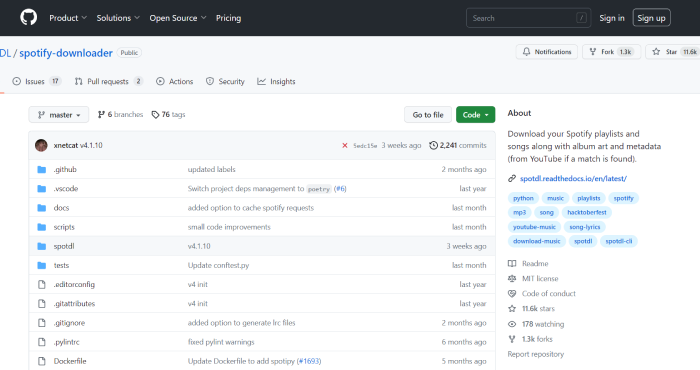 SpotDL Spotify Downloader su Github