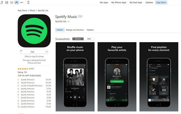 Spotify App at Apple App Store