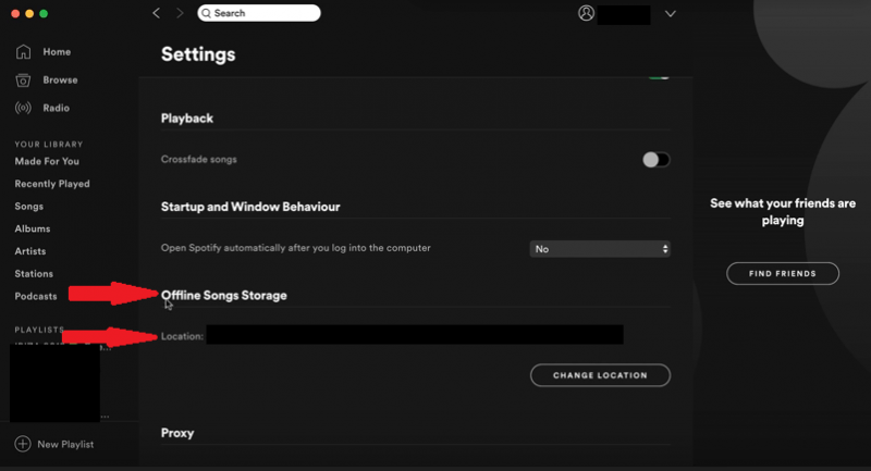 Spotify Offline Storage Location