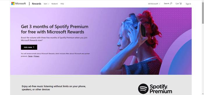 Riscatta Spotify Premium con Microsoft Rewards