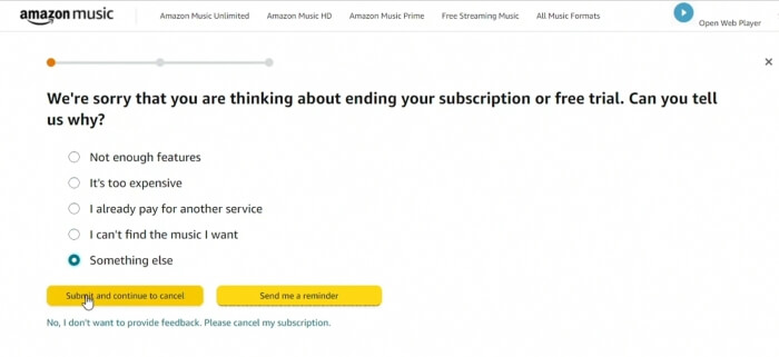 Submit Reason for Cancellation Amazon