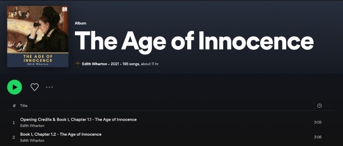 The Age of Innocence Spotify Audiobook