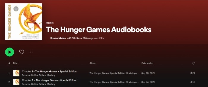 The Hunger Games Spotify Audiobook