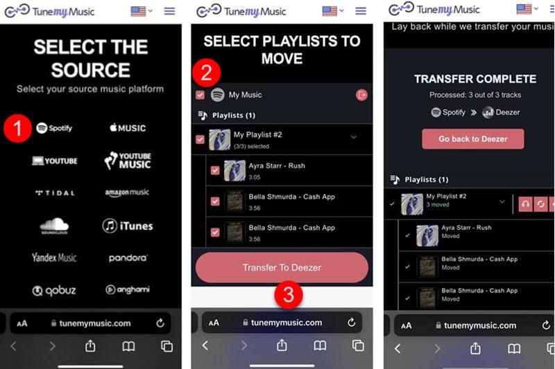 Przenieś Spotify Music do Deezer na Tunemymusic