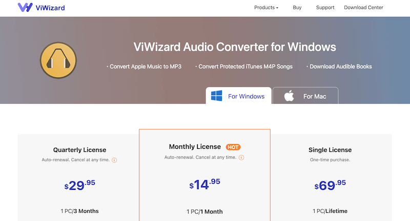 Piani disponibili per iscriversi a ViWizard