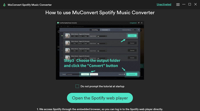 Strona powitalna MuConvert Spotify Converter