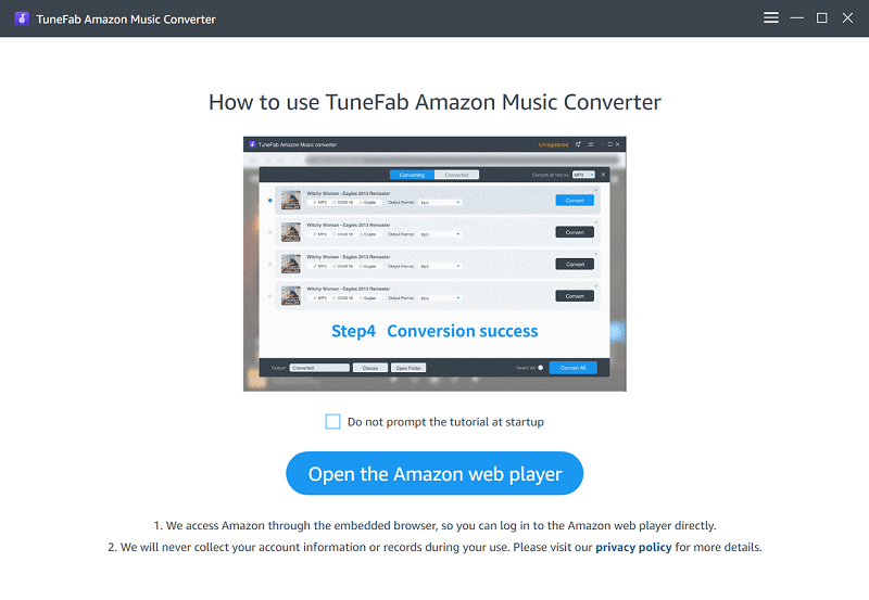 Welcome Page of TuneFab Amazon Music Converter