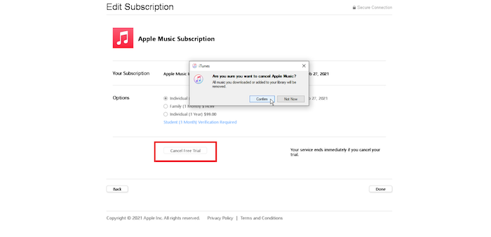 Cancel Apple Music Subscription on Windows